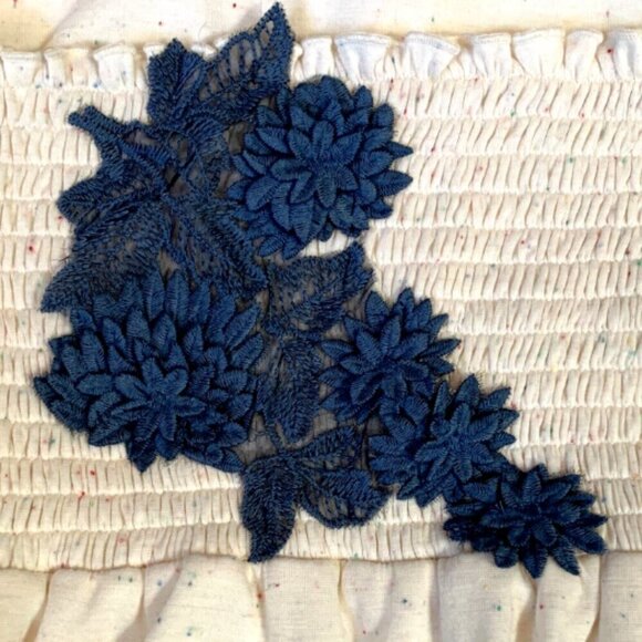 Maurices Strapless Dress Smocked Bodice Floral Applique Sz M 10H - Picture 5 of 7